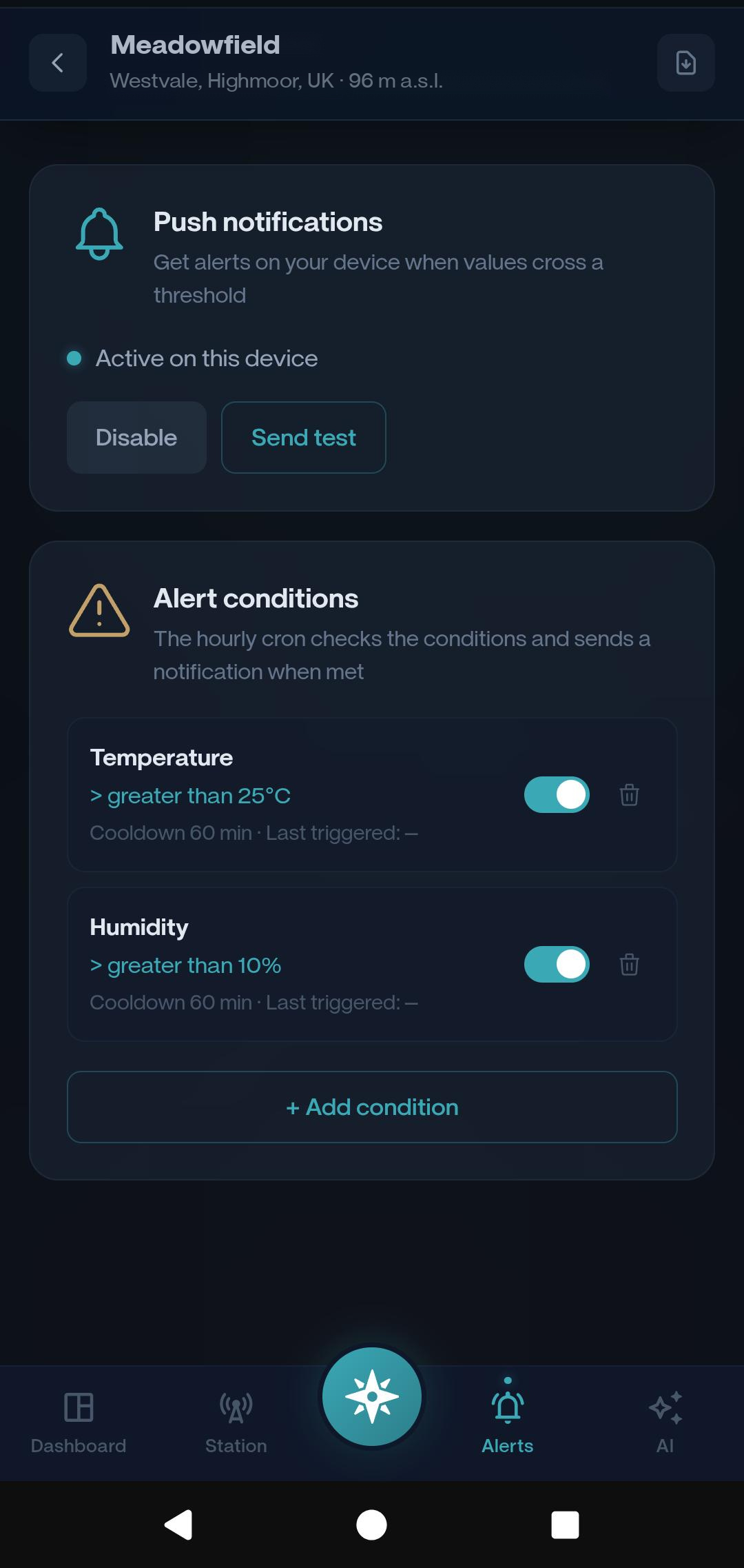 Threshold alerts